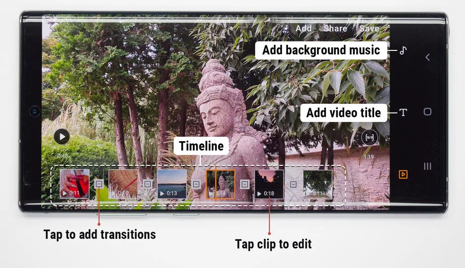 Nếu muốn kết hợp nhiều tệp vào một video, người dùng có thể nhấn biểu tượng phim nhỏ ở góc trên bên phải trong thư viện.