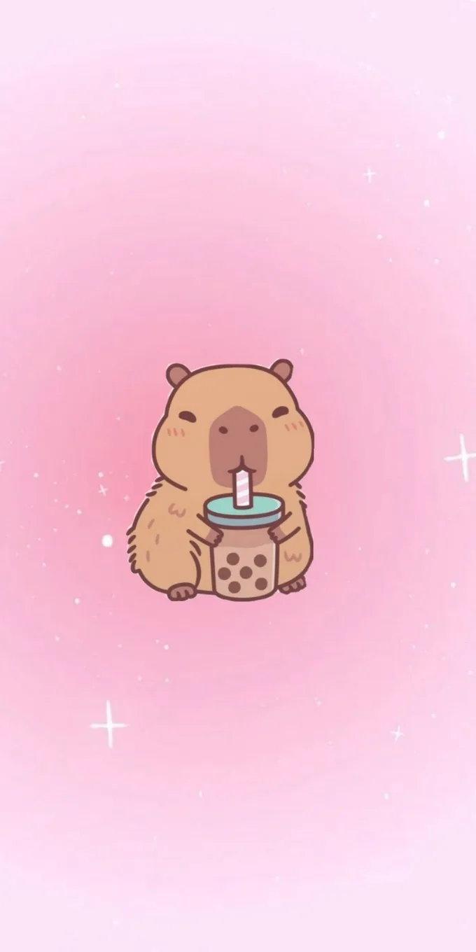 Hình nền Capybara màu hồng