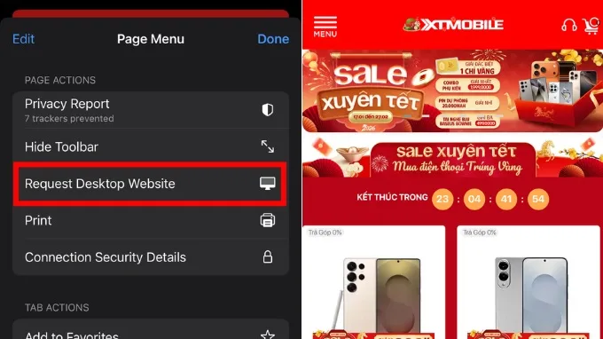 Cách sang chế độ máy tính khi lướt web trên iPhone