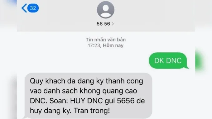 Đăng ký qua tin nhắn SMS