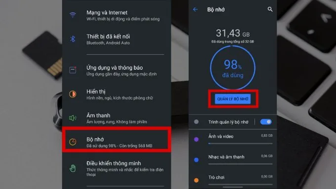 Cách kiểm tra dung lượng điện thoại đang sử dụng