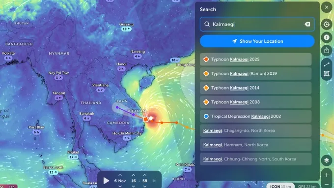 Cách theo dõi bão số 13 bằng Zoom Earth