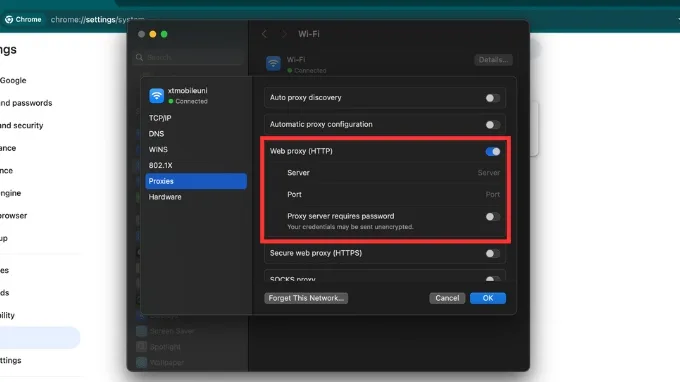 Thay đổi Proxy của trình duyệt