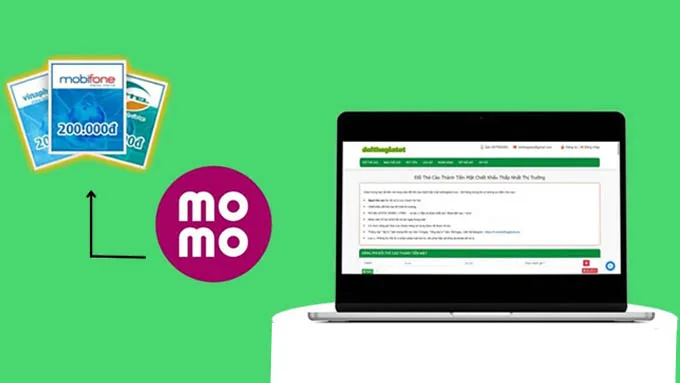 Rút tiền từ ví trả sau Momo bằng cách mua bán thẻ cào
