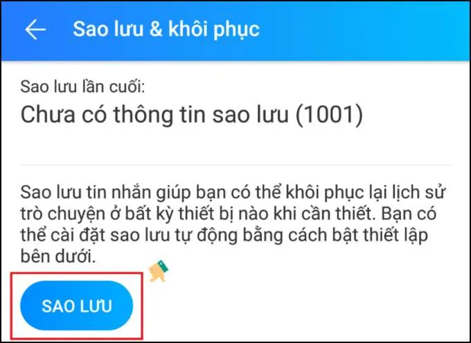 Cách sao lưu tin nhắn Zalo trên điện thoại android