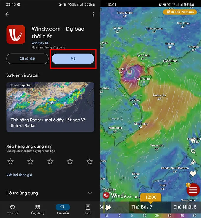 Cách theo dõi bão bằng ứng dụng Windy