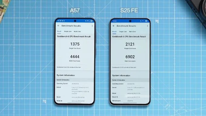 So sánh Samsung Galaxy A57 và Galaxy S25 FE về hiệu năng