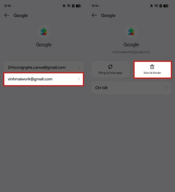Phân biệt đăng xuất và xóa vĩnh viễn tài khoản Google trên Realme