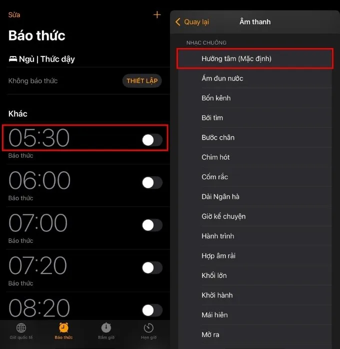 Thay đổi âm báo thức