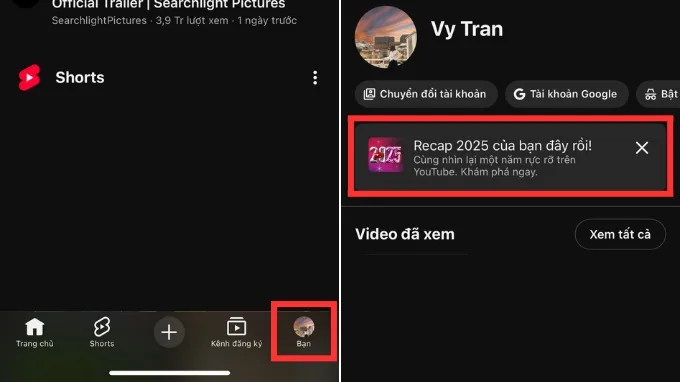 Cách xem Youtube Recap 2025 trên điện thoại