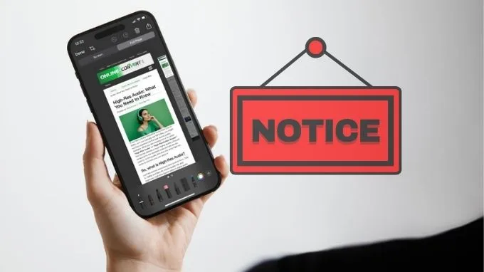 lưu ý khi chụp màn hình dài trên iPhone