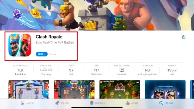 Bước 4 tải Clash Royale trên iOS