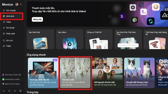 Cách xóa watermark bằng Monica AI