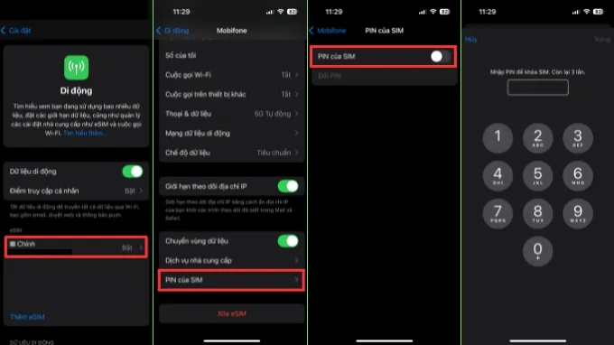 Bật khóa SIM trên iPhone