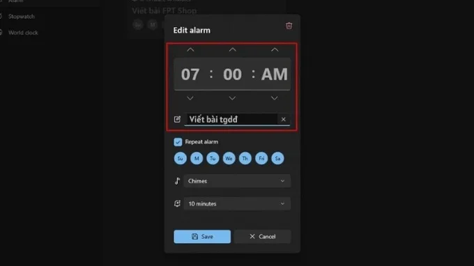 Cách đặt báo thức trên máy tính, laptop Windows 11