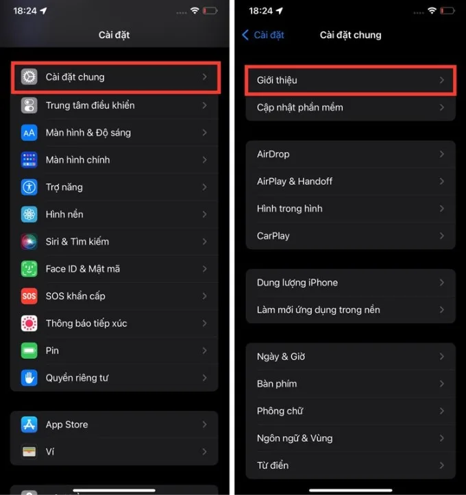 Kiểm tra iPhone bị thay linh kiện thông qua Cài đặt