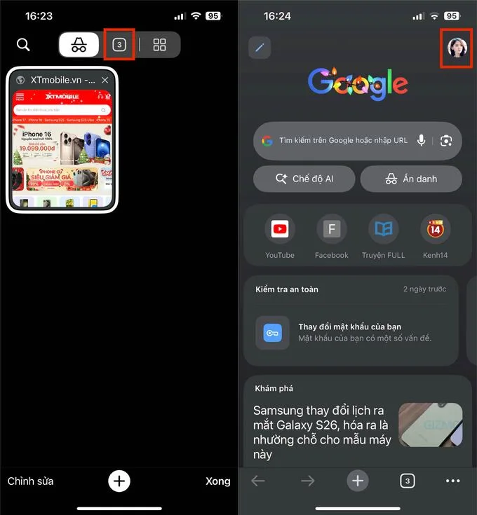 Cách tắt chế độ ẩn danh trên Chrome iPhone