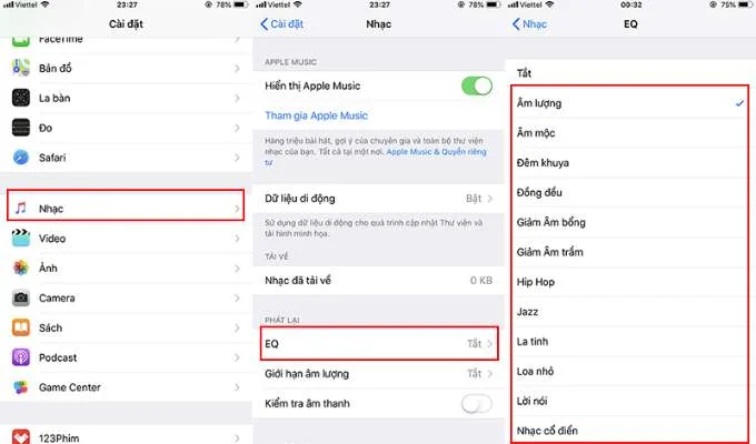 Điều chỉnh EQ để set mức âm lượng phù hợp