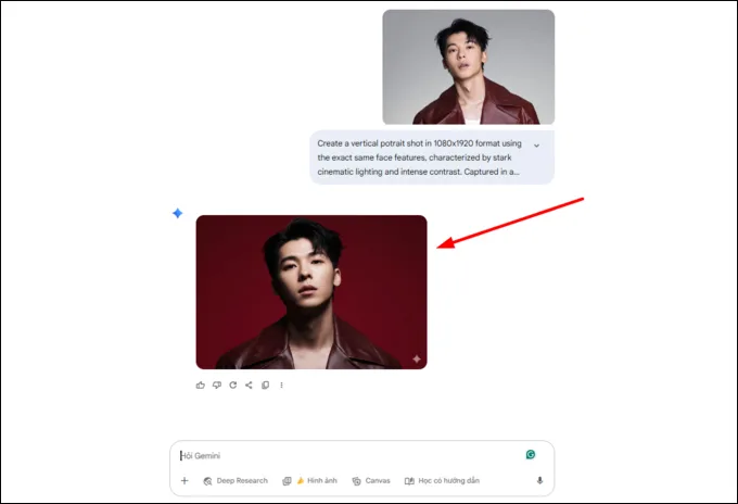 nhấn Gửi để AI bắt đầu tạo ảnh theo yêu cầu