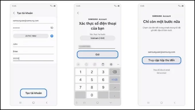 Cách tạo tài khoản Samsung trên điện thoại