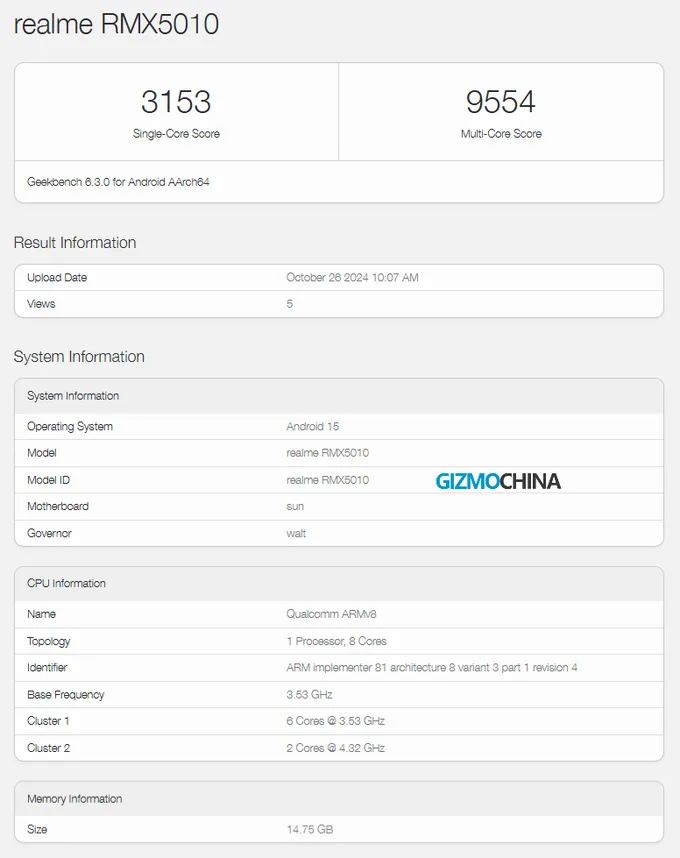 Realme GT 7 Pro gây ấn tượng với điểm hiệu năng cực khủng trên Geekbench