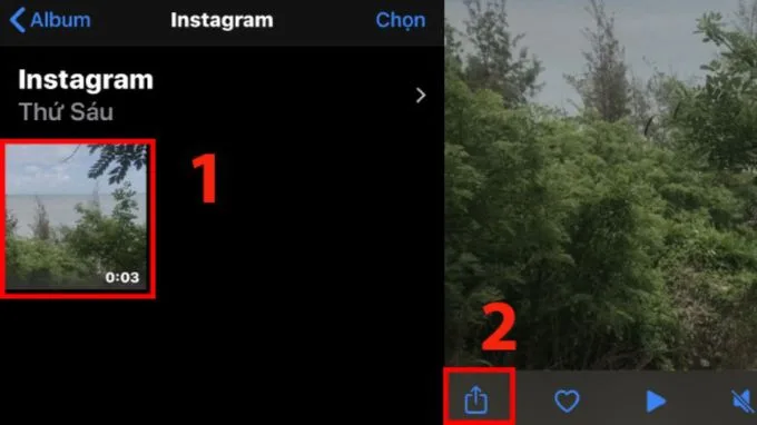 Chọn vào mục chia sẻ ở dưới màn hình