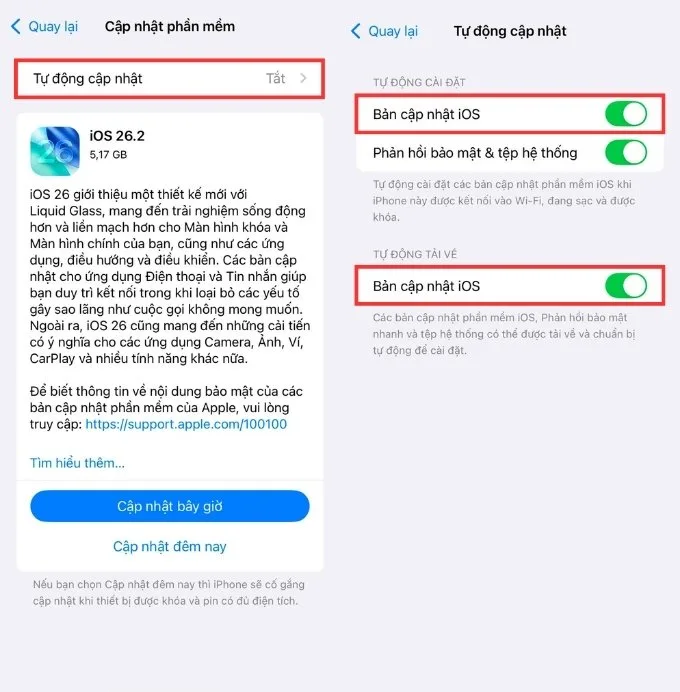 Cách update iOS iPhone tự động