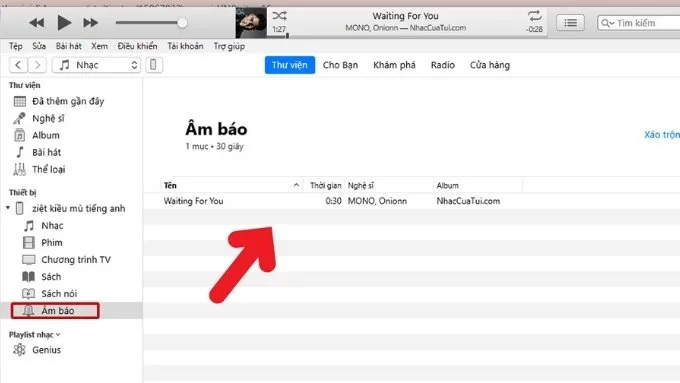 Cài nhạc chuông cho iPhone qua iTunes máy tính