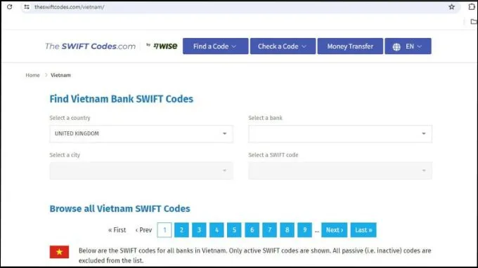 Cách tra cứu mã Swift code Techcombank