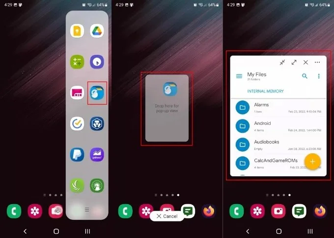 Mở Pop-up View bằng Edge Panel