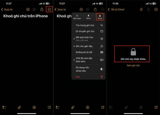 Khóa ghi chú trực tiếp trên ứng dụng Notes