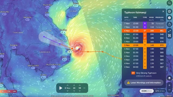 Cách theo dõi bão số 13 bằng Zoom Earth