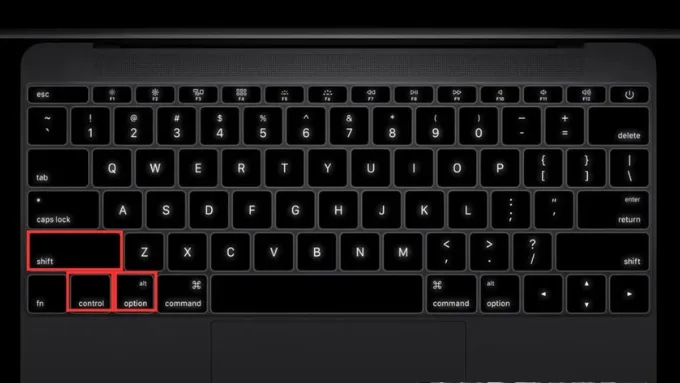 Nhấn và giữ đồng thời tổ hợp phím Shift + Control + Option