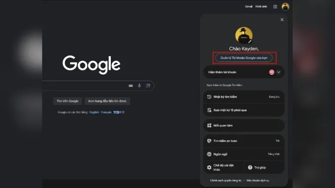 Bước 1 tắt tính năng nghe lén của Google trên máy tính