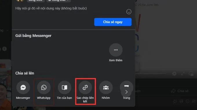Sao chép đường liên kết của video