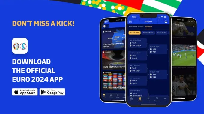 Ứng dụng theo dõi lịch thi đấu EURO 2024 trên điện thoại