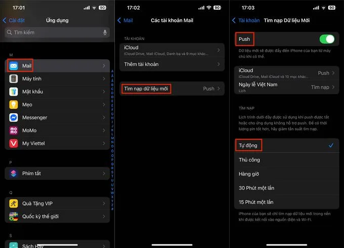 Kích hoạt chế độ chạy nền cho ứng dụng Mail sẽ giúp iPhone tự động tải email mới mà không cần bạn mở ứng dụng thủ công