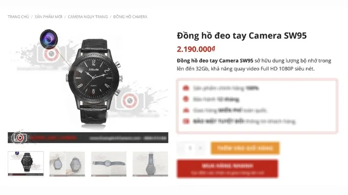 Một mẫu đồng hồ camera đang được bán trên thị trường