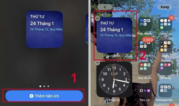 Cách xem lịch âm trên màn hình khóa iPhone