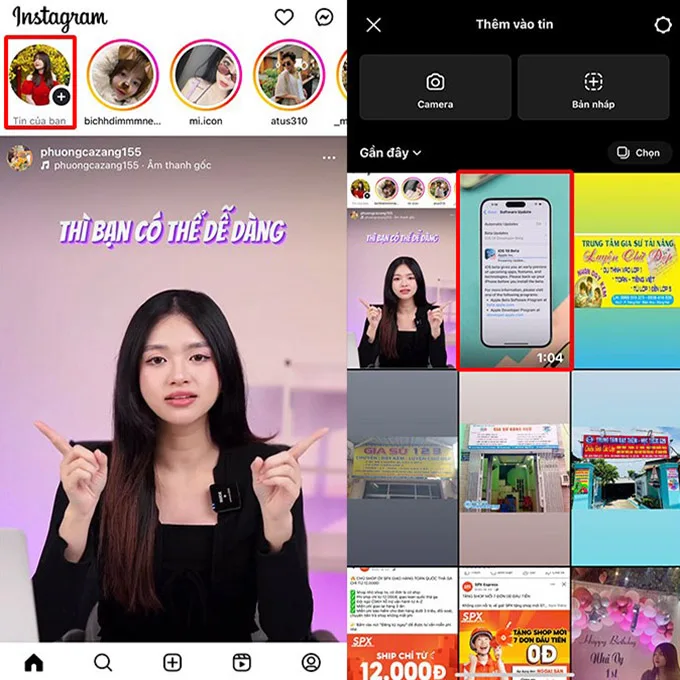 Sử dụng tính năng post video dài lên story Instagram mới