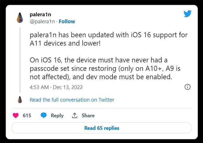 Công bố của nhóm hacker palera1n về phần mềm bẻ khóa bảo mật trên iPhone