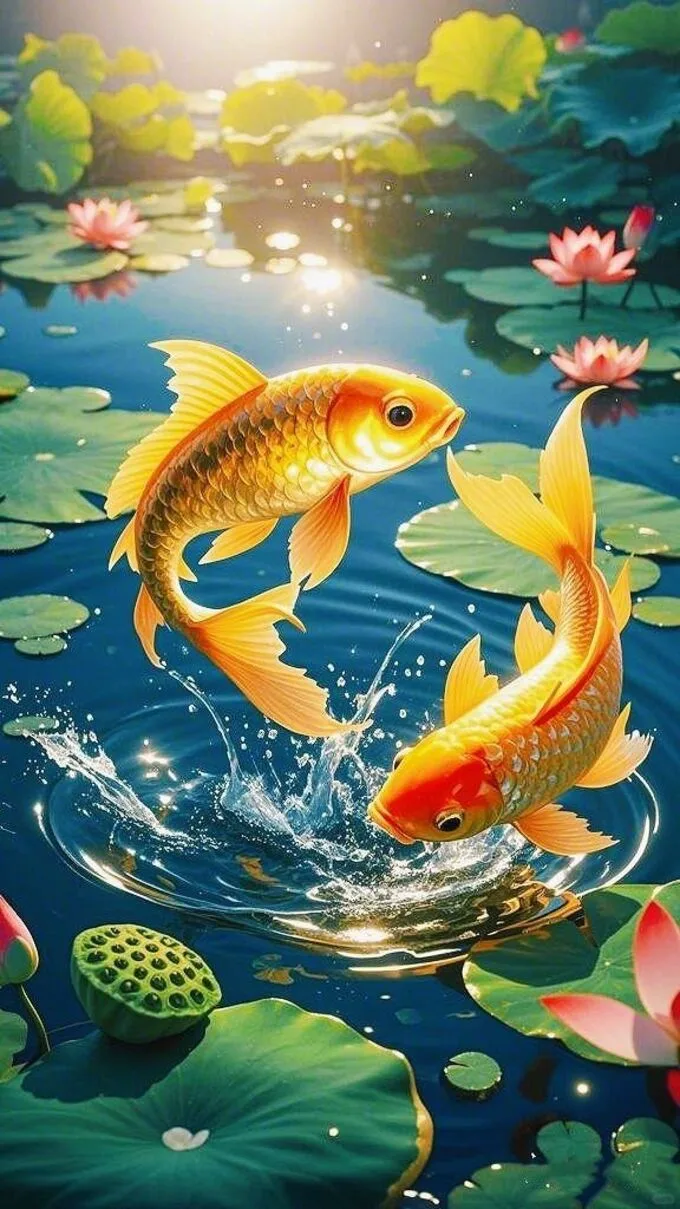 Hình nền hoa sen cá chép