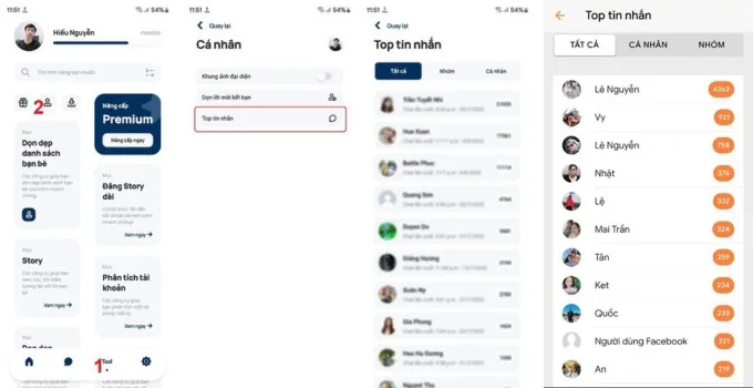 Cách thống kê tin nhắn Facebook trên điện thoại