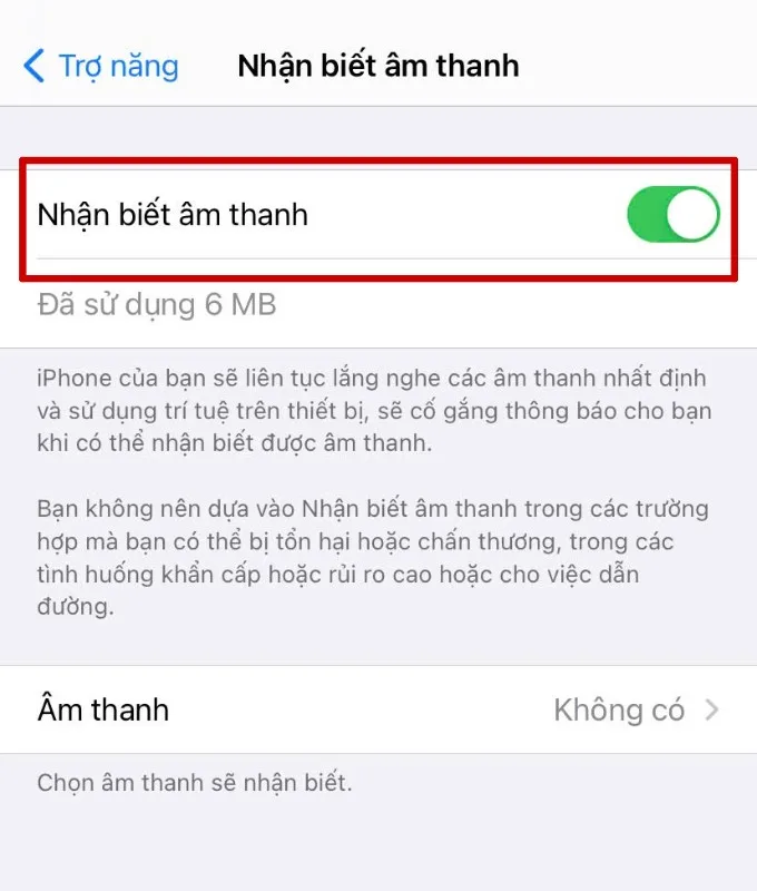 Cách bật tính năng Nhận dạng âm thanh (báo cháy) trên iPhone