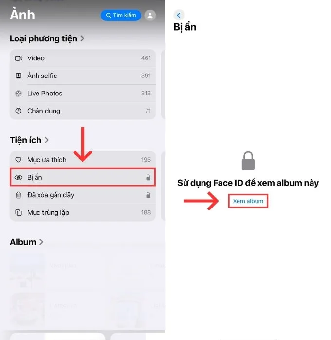 Cách ẩn ảnh trên iPhone với iOS 14 trở xuống