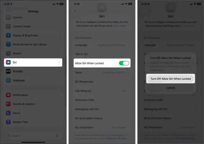 Vô hiệu hóa Siri trên màn hình khóa