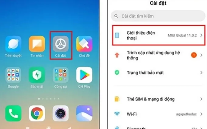 Vào phần cài đặt để tiến hành khôi phục lại cài đặt gốc