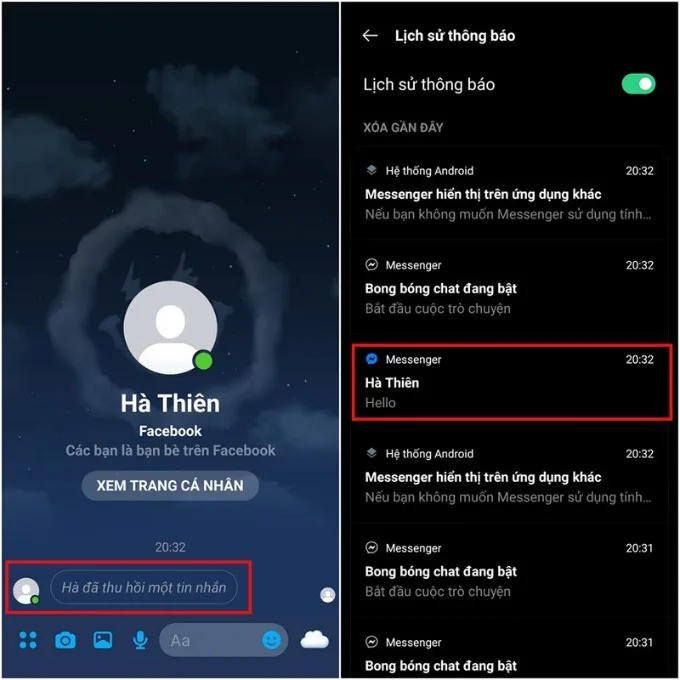 Đọc tin nhắn đã thu hồi trên Messenger trên điện thoại OPPO