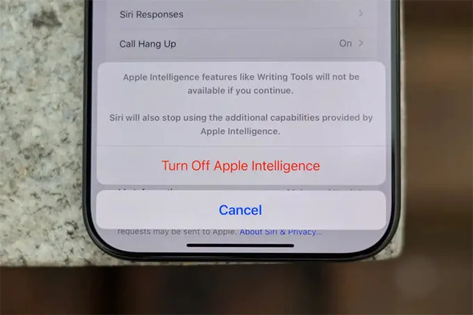 Tắt Apple Intelligence