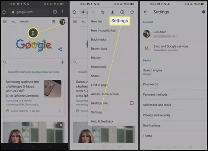 Bật cookie bằng trình duyệt Chrome